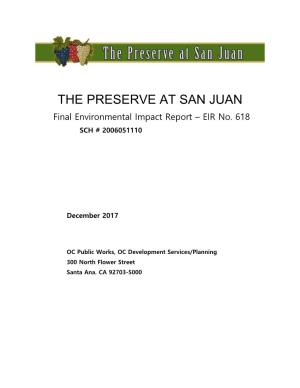 THE PRESERVE at SAN JUAN Final Environmental Impact Report – EIR No