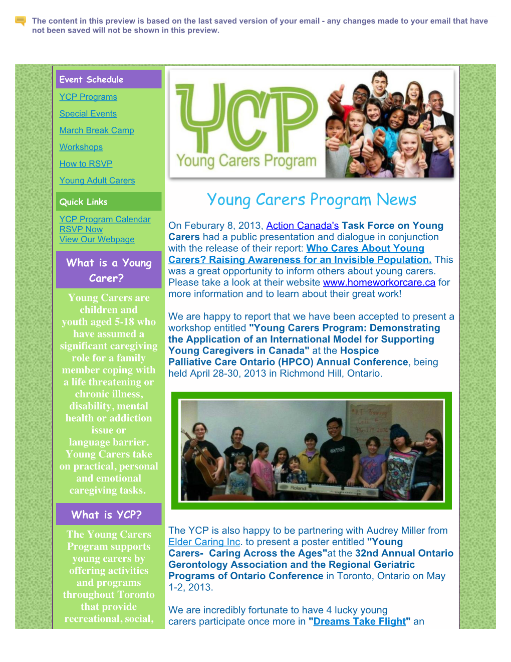 Young Carers Program Spring Newsletter