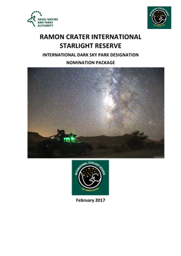 Ramon Crater International Starlight Reserve International Dark Sky Park Designation Nomination Package