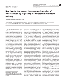 Induction of Differentiation by Regulating the Musashi/Numb/Notch Pathway