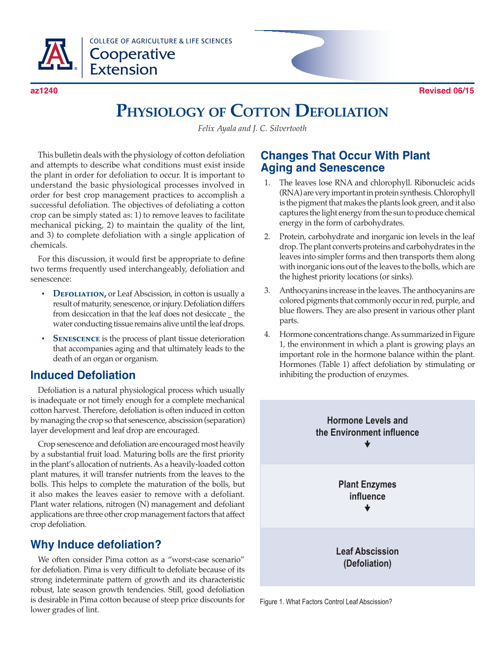 Physiology of Cotton Defoliation Felix Ayala and J