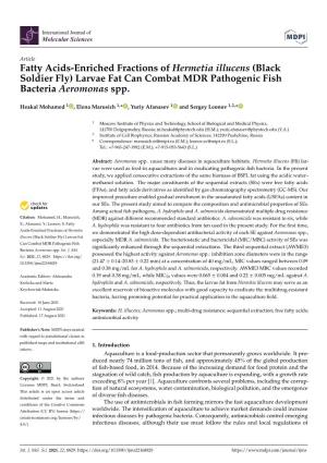 Fatty Acids-Enriched Fractions of Hermetia Illucens (Black Soldier Fly) Larvae Fat Can Combat MDR Pathogenic Fish Bacteria Aeromonas Spp