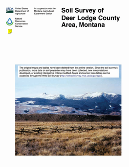 Soil Survey of Deer Lodge County Area, Montana