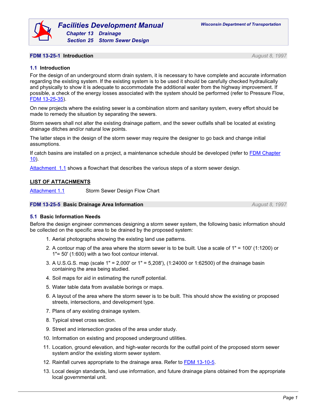 FDM 13-25 Storm Sewer Design