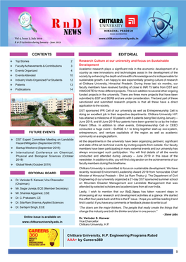 Vol 4, Issue 2, July 2019 R & D Activities During January - June 2019