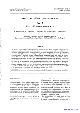 Non-Invasive Electrogastrography Part 2 Human Electrogastrogram