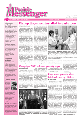 Bishop Hagemoen Installed in Saskatoon to Canada