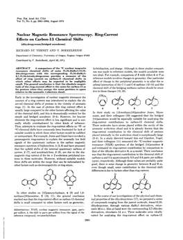 Nuclear Magnetic Resonance Spectroscopy. Ring-Current Effects on Carbon-13 Chemical Shifts (Dihydropyrenes/Bridged Annulenes) RICHARD DU VERNET and V