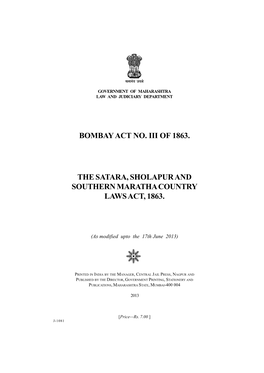 The Satara, Sholapur and Southern Maratha Country Laws Act, 1863