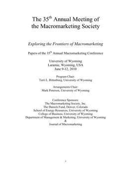 The 35 Annual Meeting of the Macromarketing Society