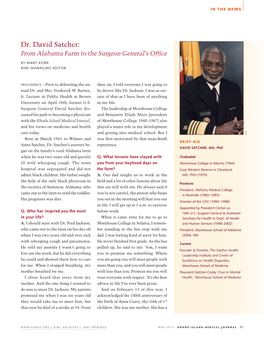 Dr. David Satcher: from Alabama Farm to the Surgeon General’S Office