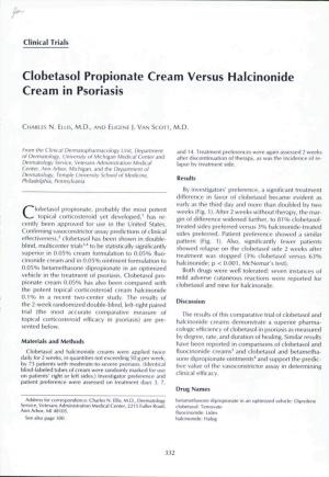 Clobetasol Propionate Cream Versus Halcinonide Cream in Psoriasis