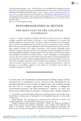Historiographical Review the Deep Past of Pre-Colonial Australia*