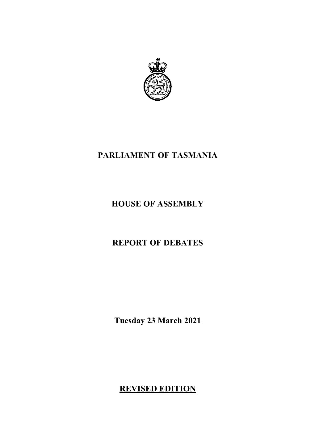 House of Assembly Tuesday 23 March 2021