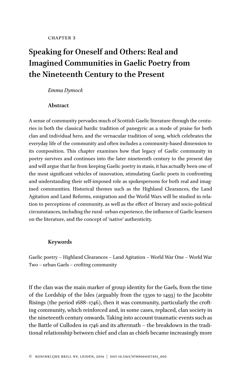 Real and Imagined Communities in Gaelic Poetry from the Nineteenth Century to the Present