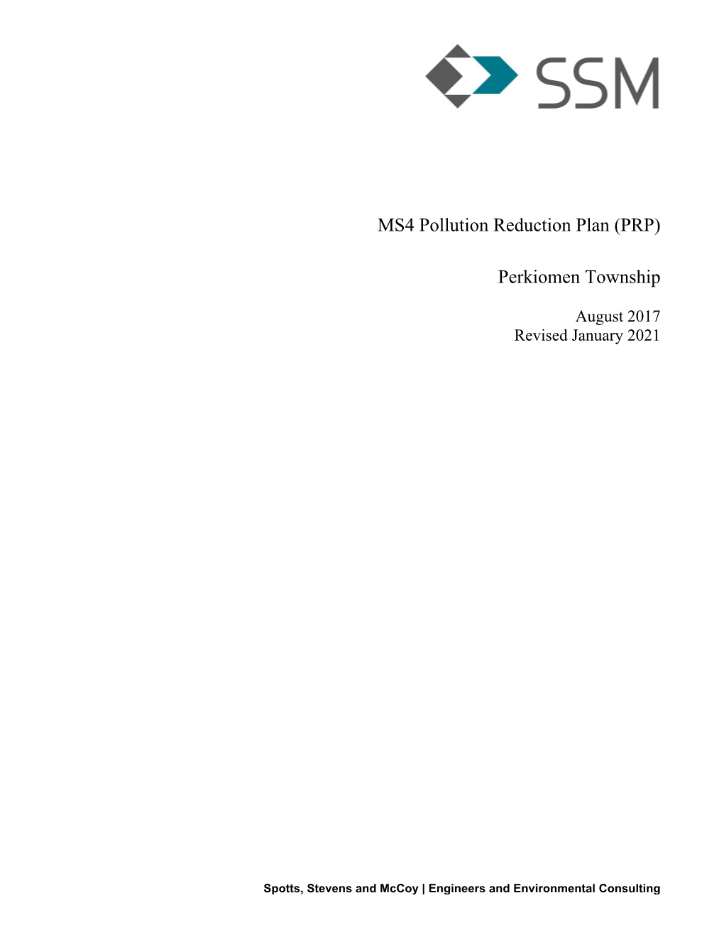 MS4 Pollution Reduction Plan (PRP) Perkiomen Township August 2017 Revised January 2021