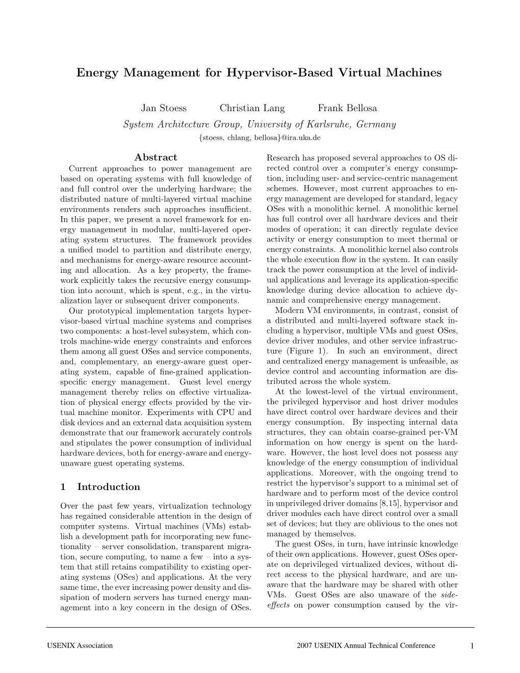 Energy Management for Hypervisor-Based Virtual Machines