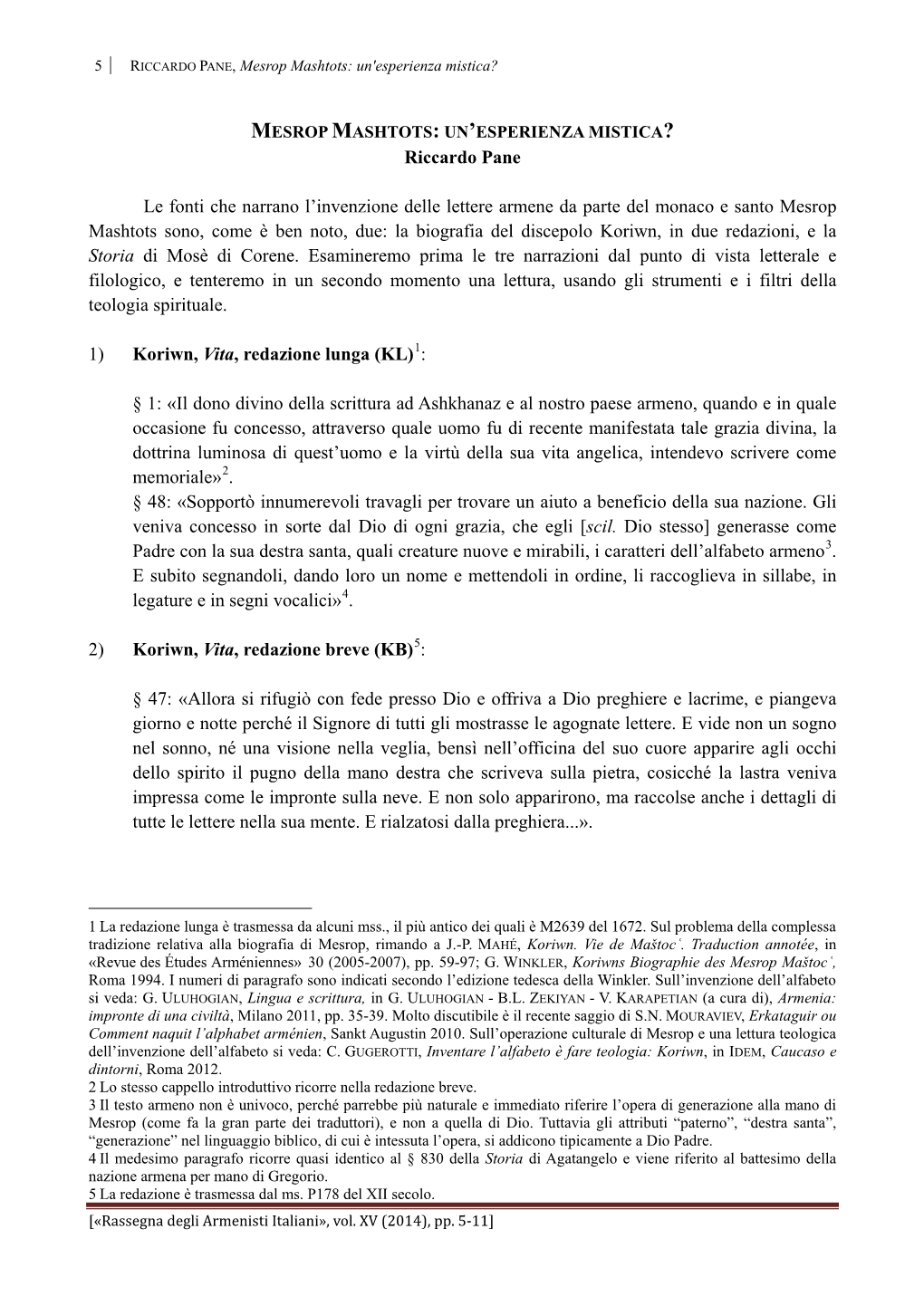 Riccardo Pane Le Fonti Che Narrano L'invenzione Delle Lettere Armene Da