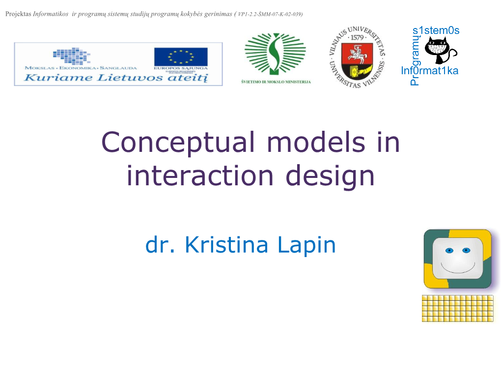 Conceptual Models in Interaction Design