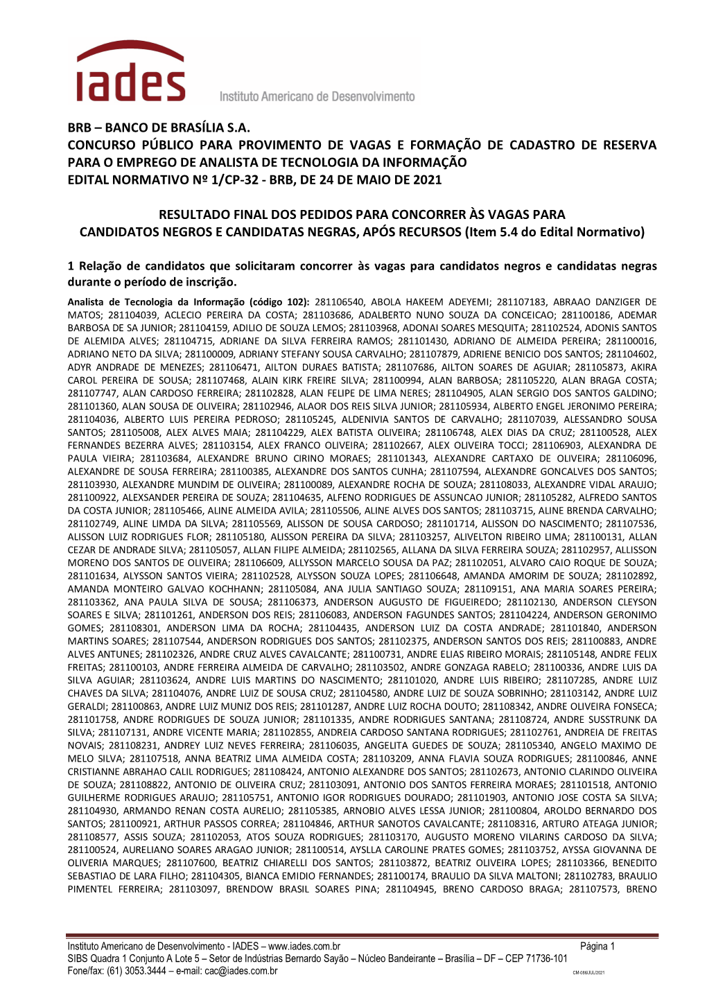 Brb – Banco De Brasília S.A. Concurso Público Para