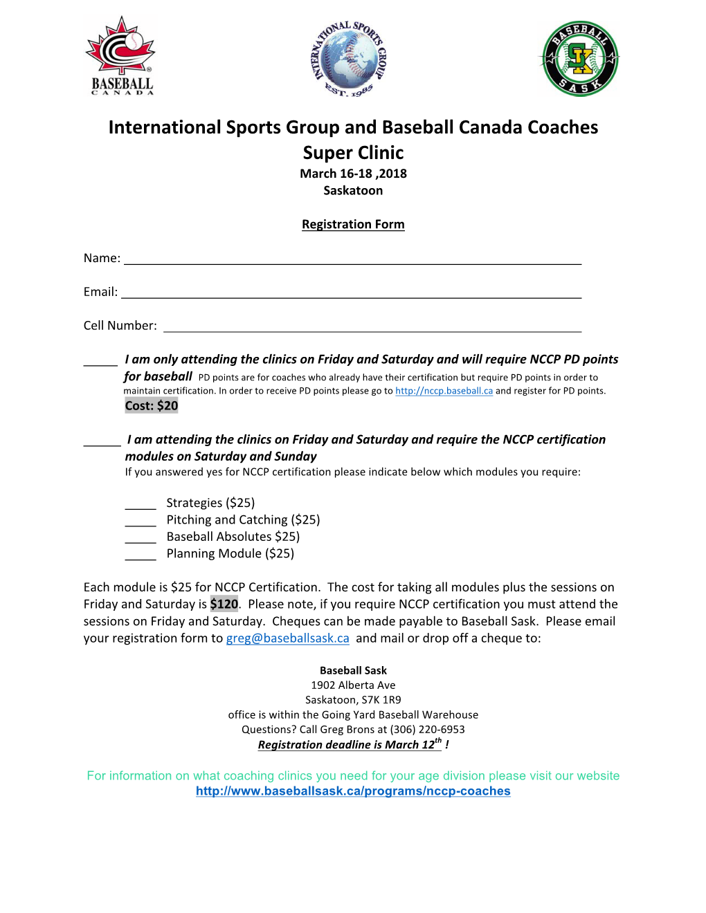 2018 ISG Super Clinic Registration