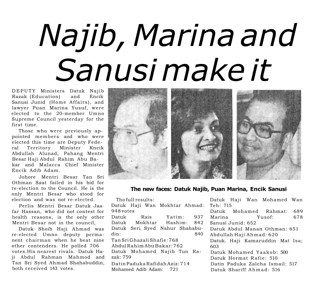 Najib, Marina and Sanusi Make It
