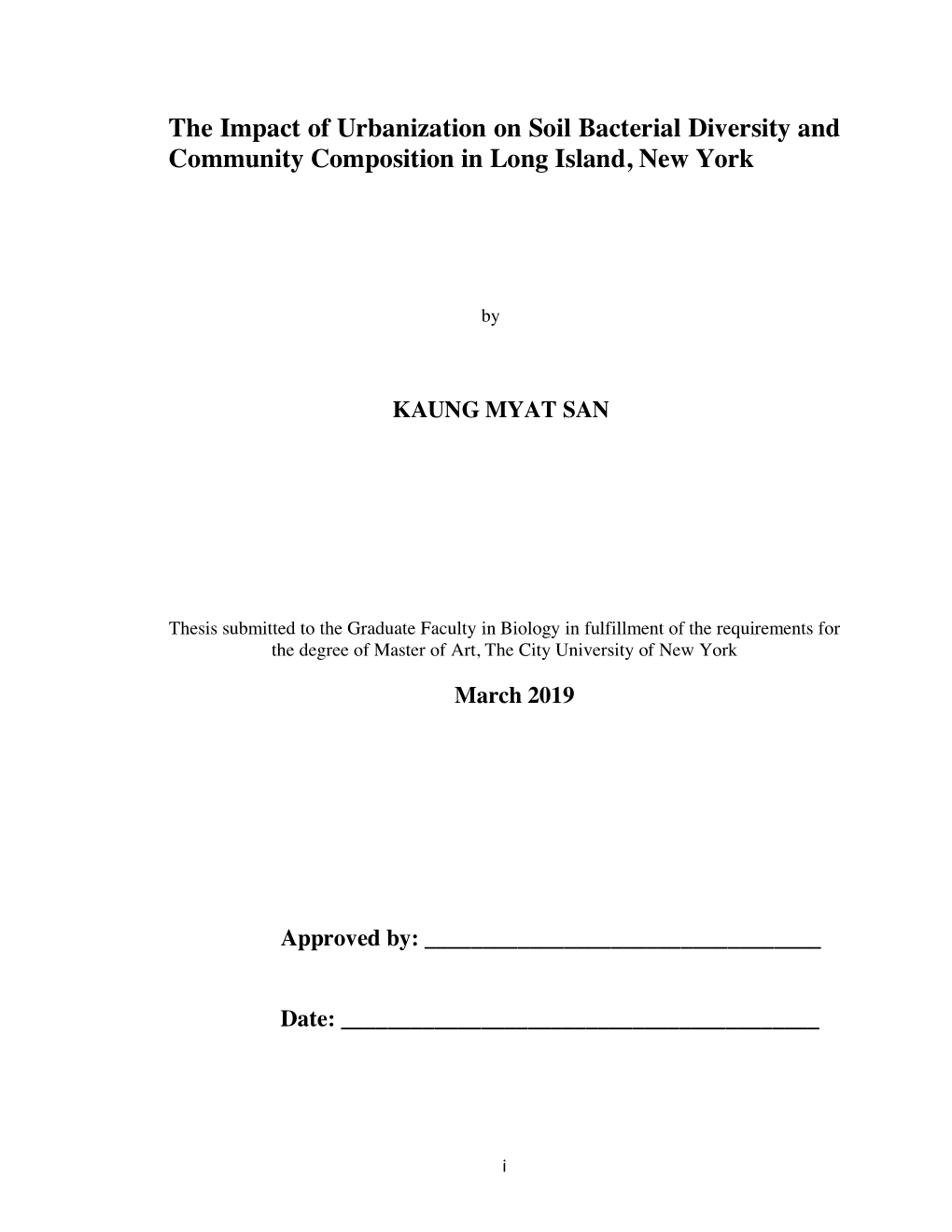 The Impact of Urbanization on Soil Bacterial Diversity and Community Composition in Long Island, New York