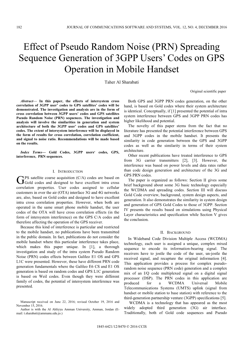 Effect of Pseudo Random Noise (PRN) Spreading Sequence Generation of 3GPP Users’ Codes on GPS Operation in Mobile Handset