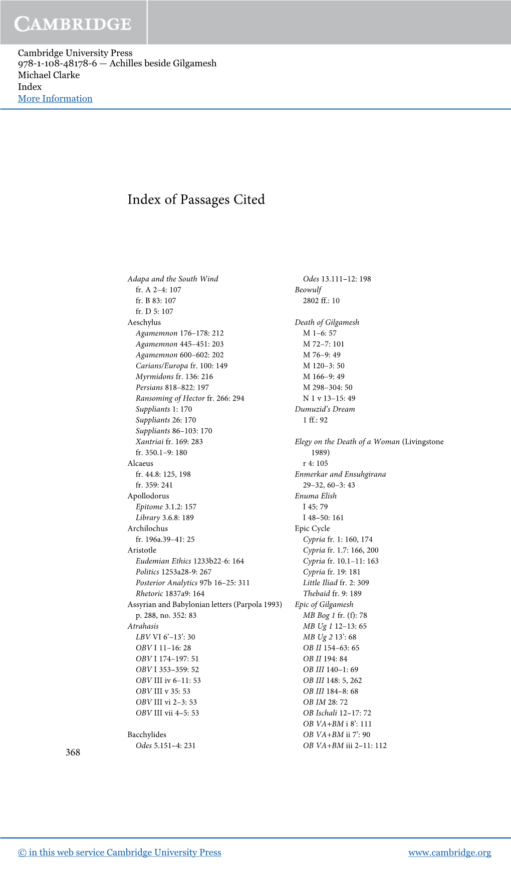 Index of Passages Cited