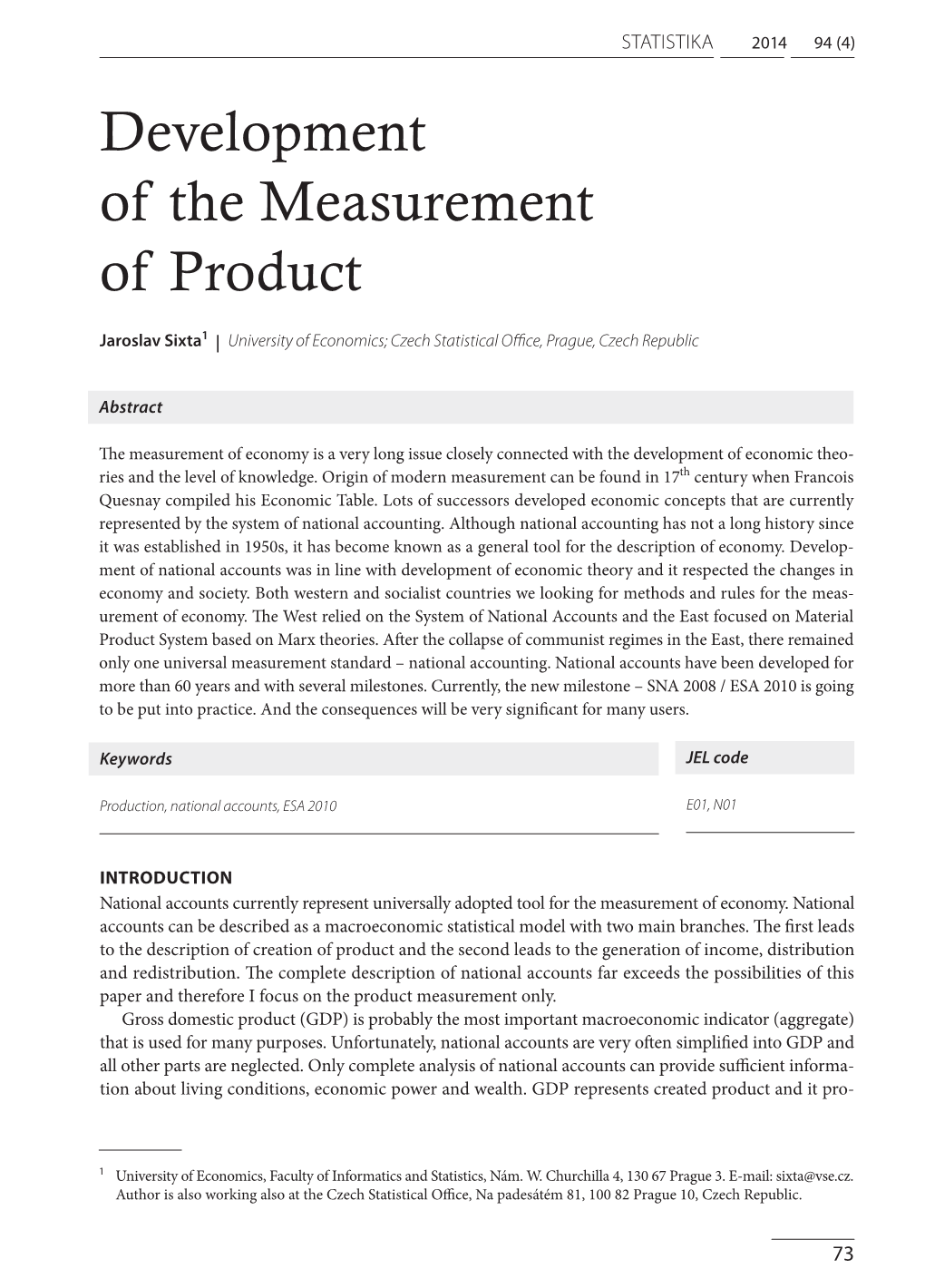 Development of the Measurement of Product