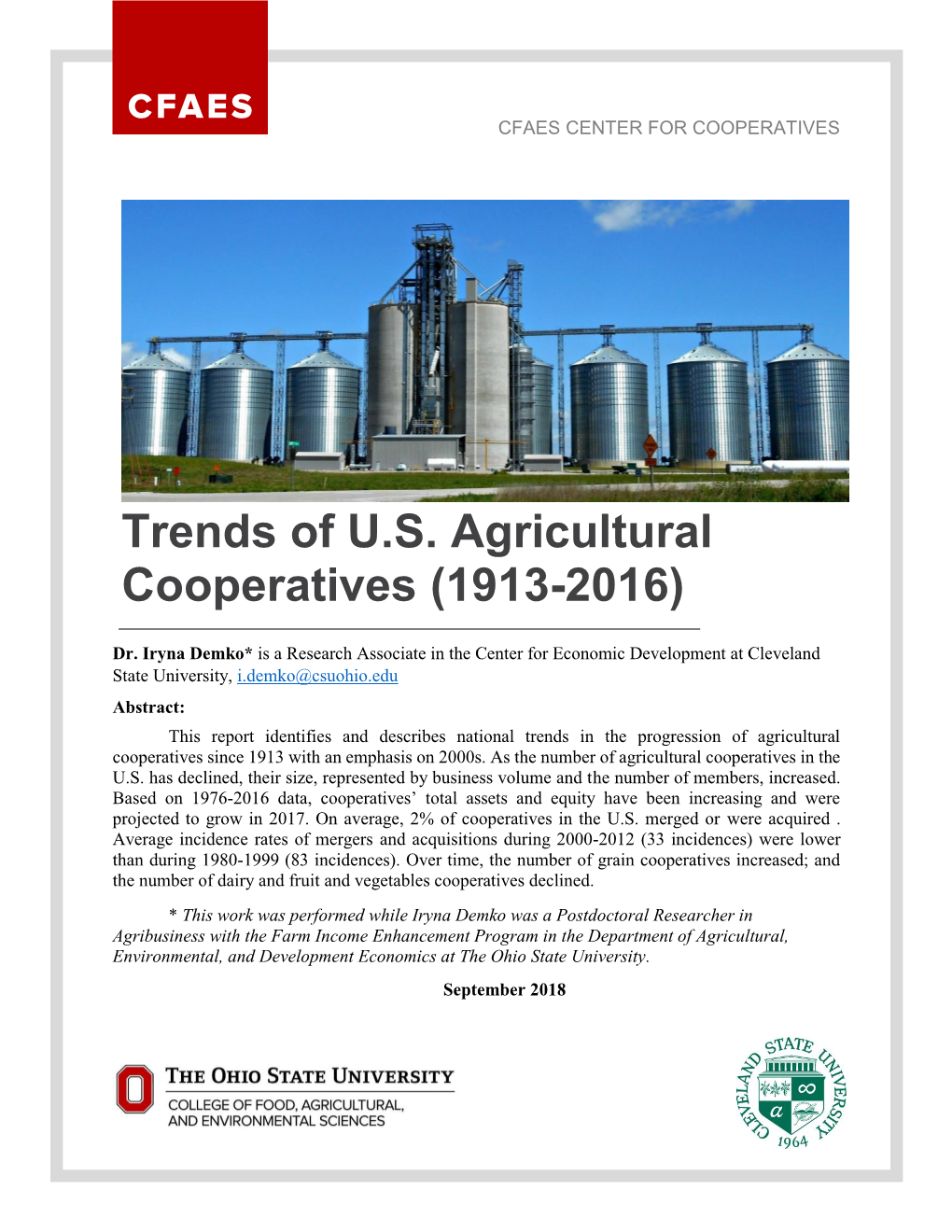 Trends of US Agricultural Cooperatives