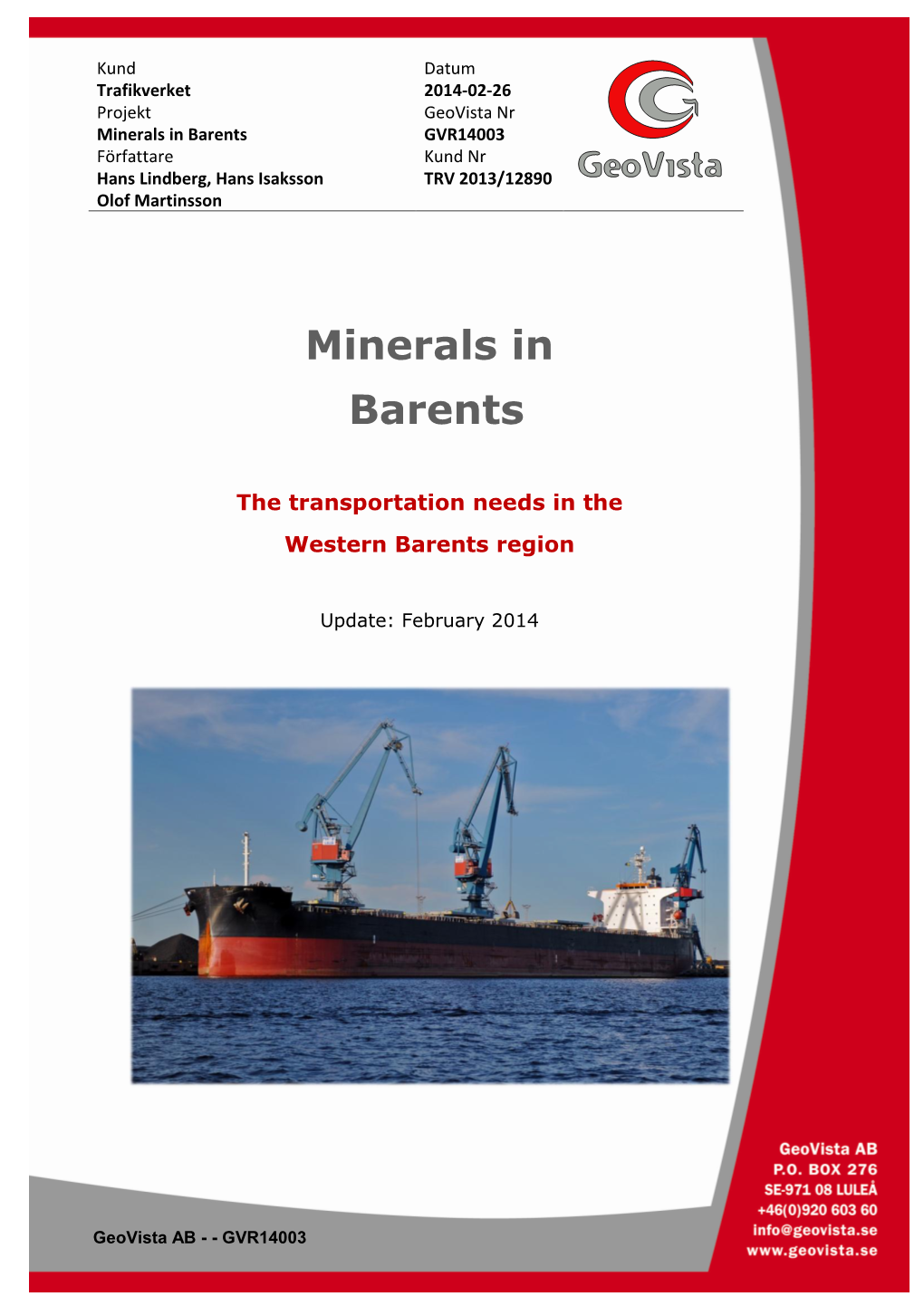 Minerals in Barents Update