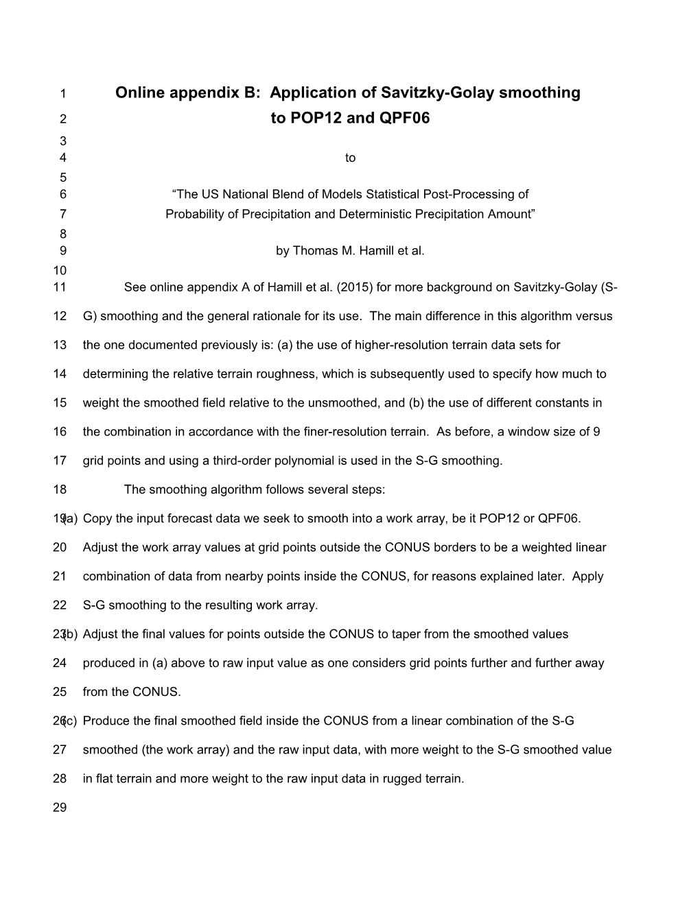 Online Appendix B: Application of Savitzky-Golay Smoothing