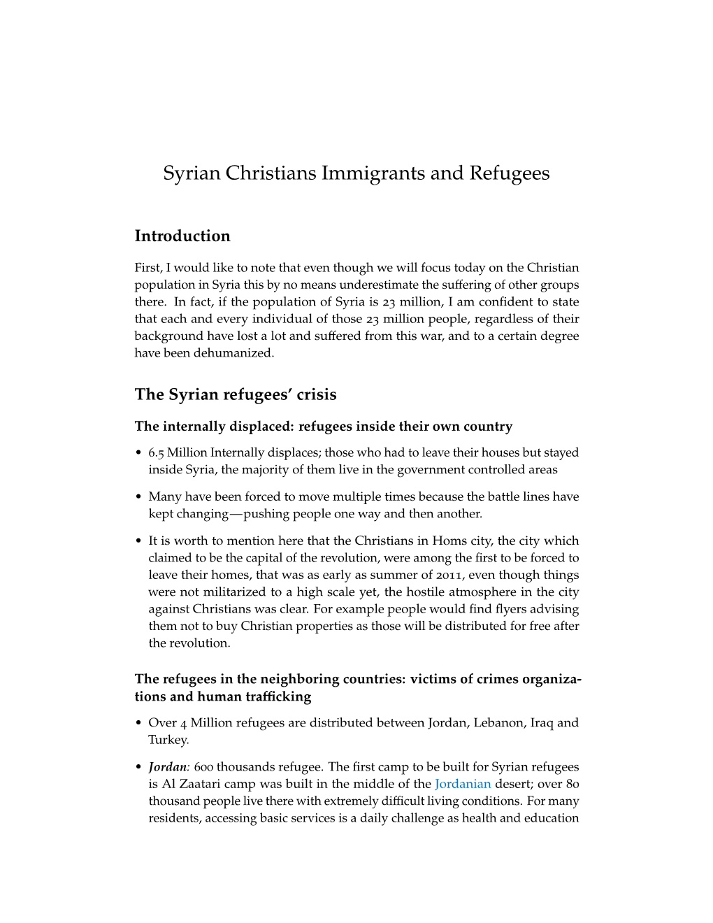 Syrian Christians Immigrants and Refugees