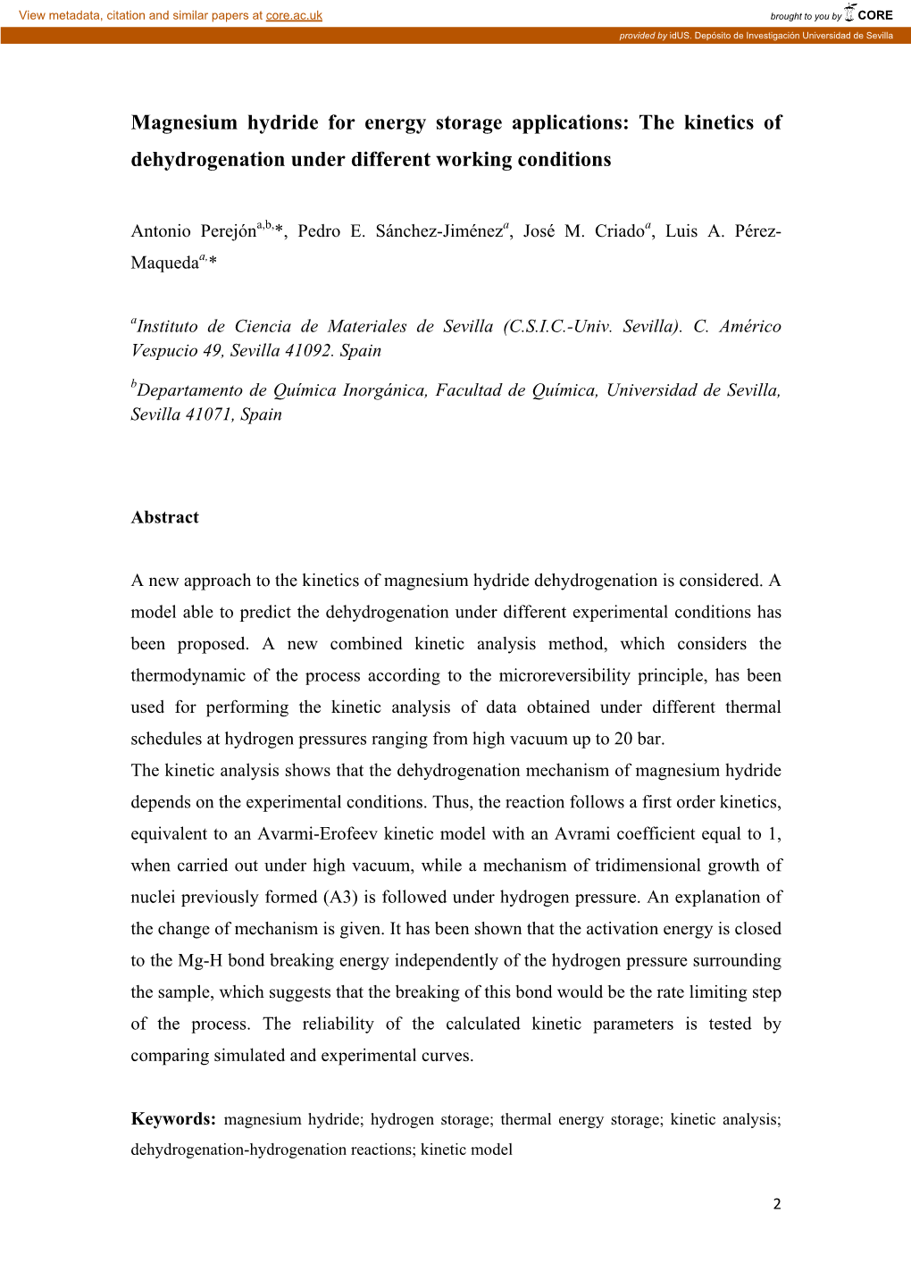 Magnesium Hydride for Energy Storage Applications: the Kinetics of Dehydrogenation Under Different Working Conditions