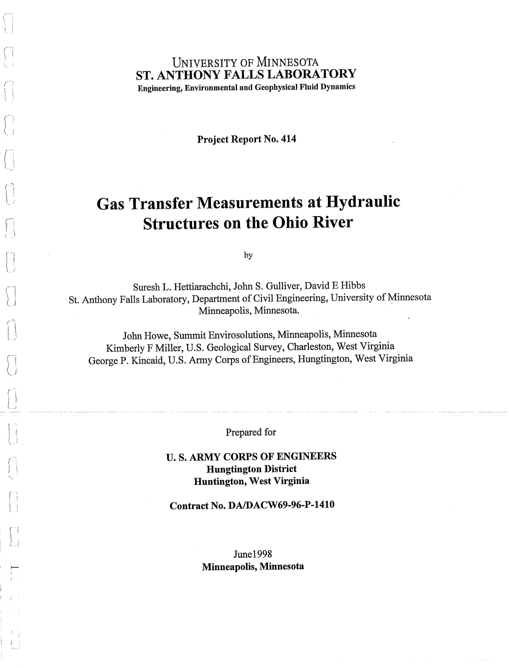 Gas Transfer Measurements at Hydraulic Structures on the Ohio River