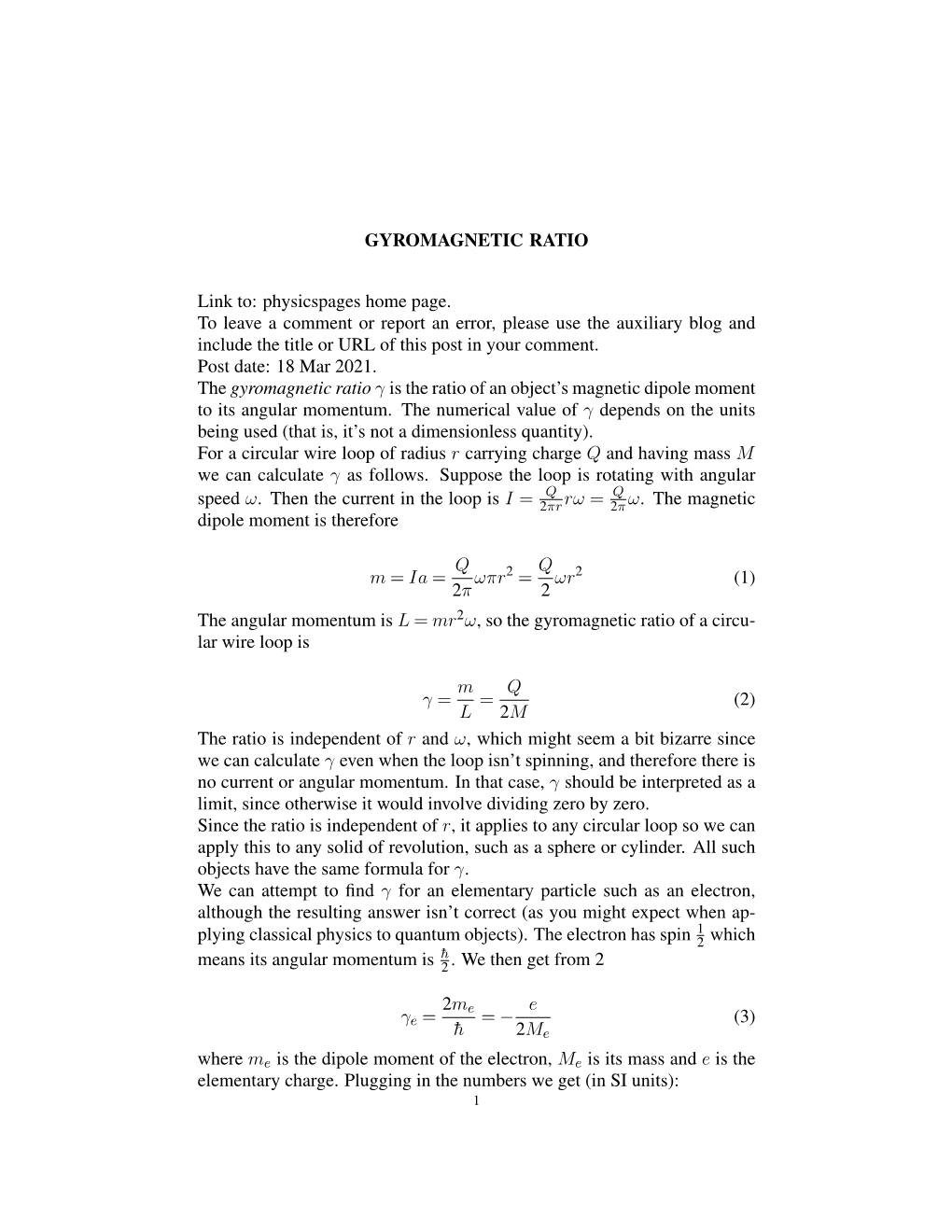 Gyromagnetic Ratio