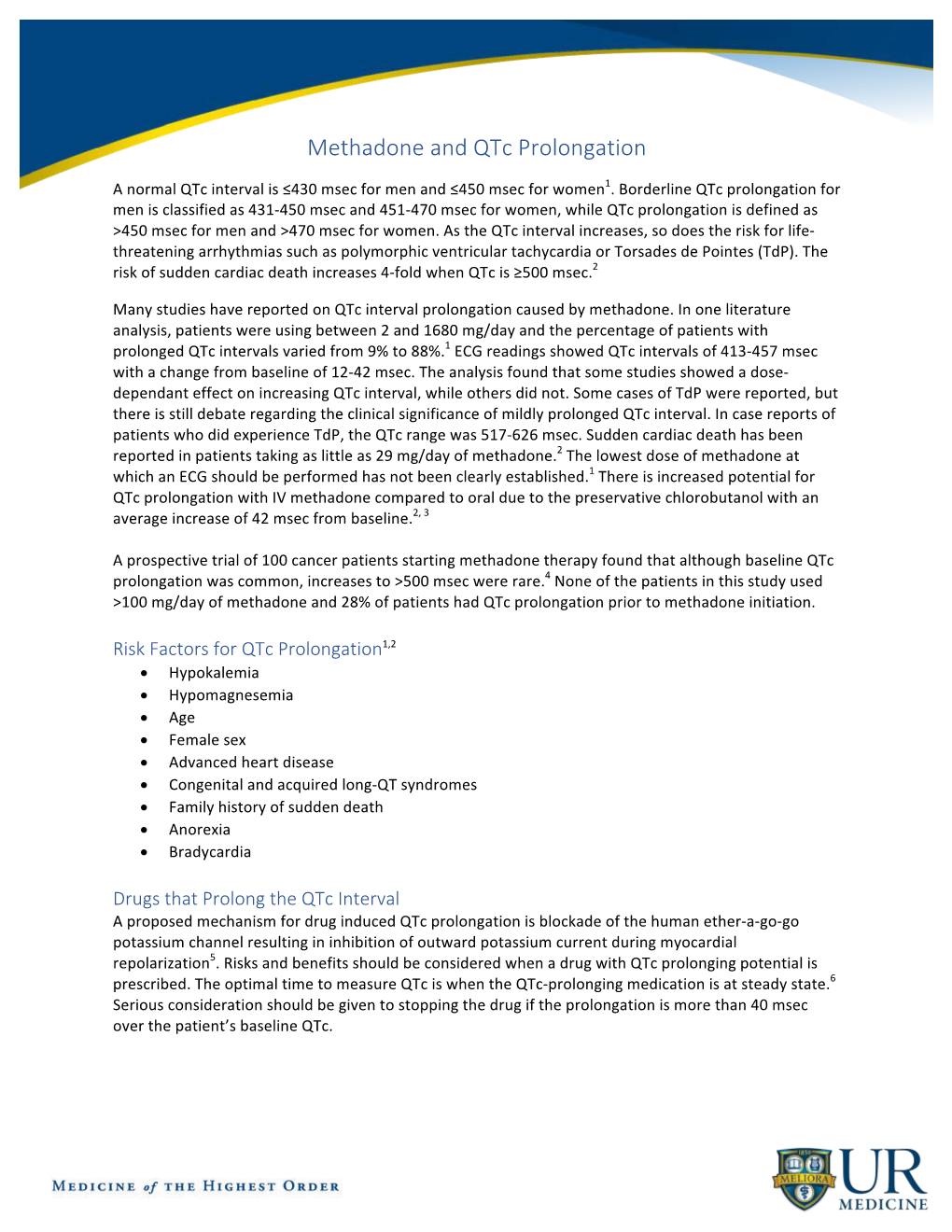 Methadone and Qtc Prolongation