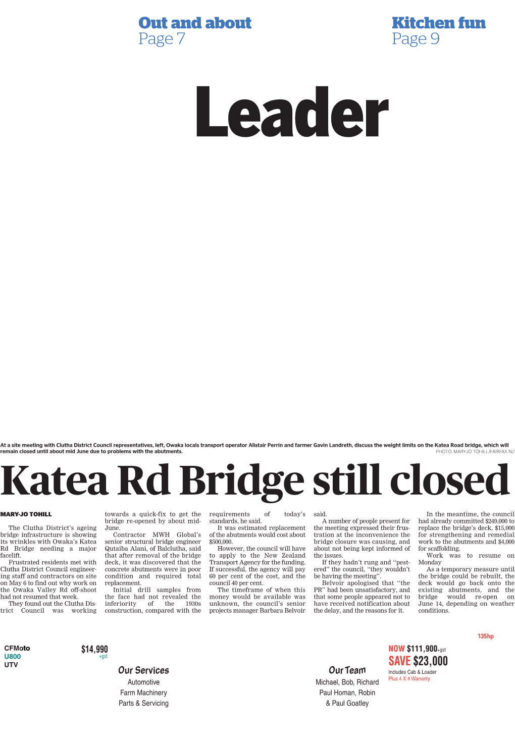 Katea Rd Bridge Still Closed
