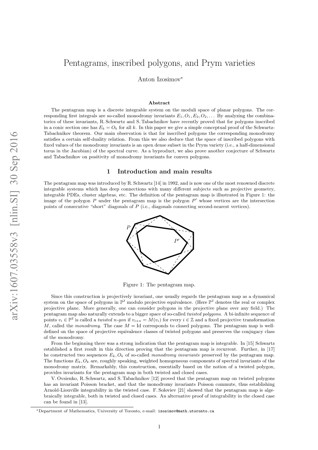 Pentagrams, Inscribed Polygons, and Prym Varieties