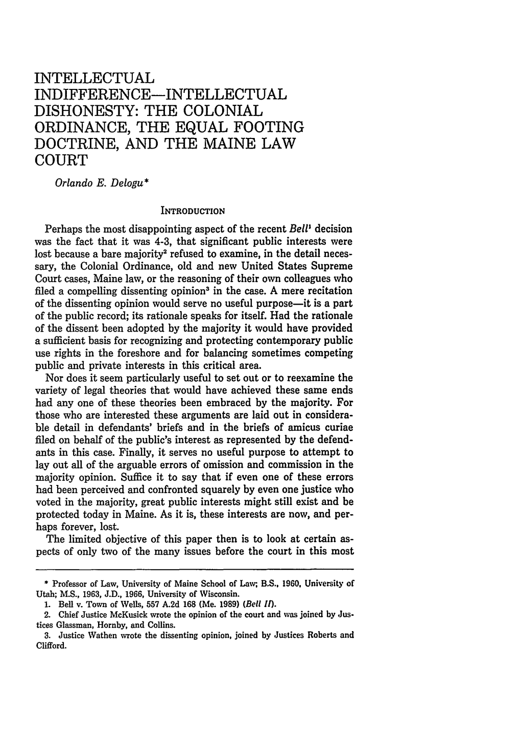 THE COLONIAL ORDINANCE, the EQUAL FOOTING DOCTRINE, and the MAINE LAW COURT Orlando E