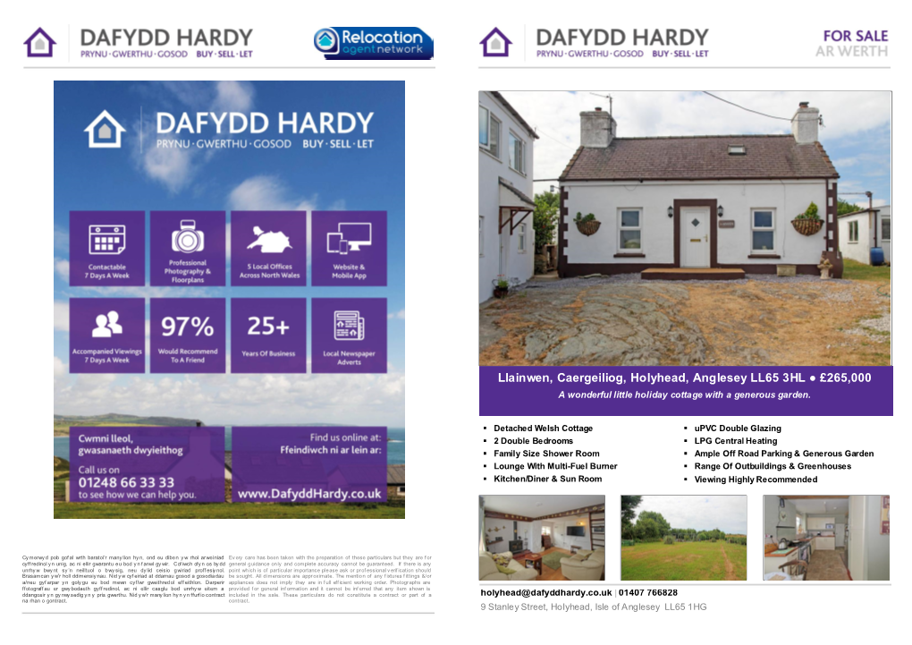 Llainwen, Caergeiliog, Holyhead, Anglesey LL65 3HL £265,000