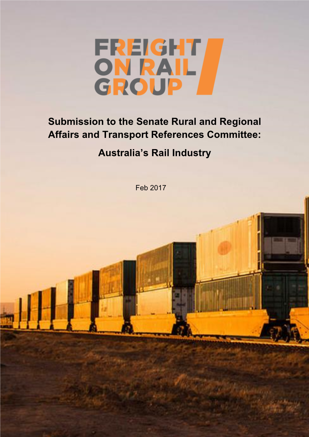 Submission to the Senate Rural and Regional Affairs and Transport References Committee: Australia's Rail Industry