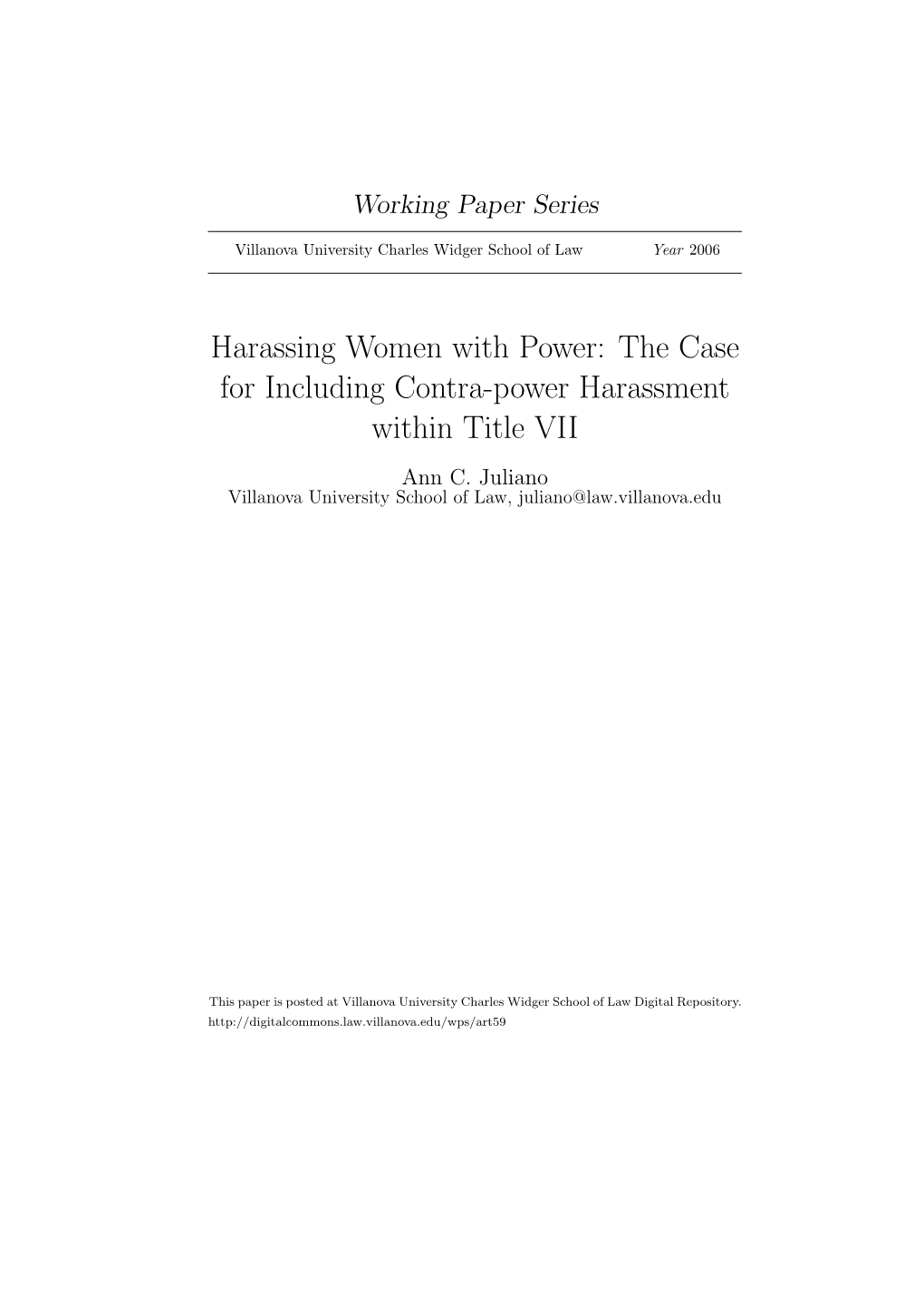 The Case for Including Contra-Power Harassment Within Title VII Ann C