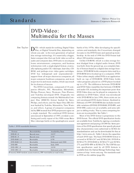 Standards DVD-Video: Multimedia for the Masses