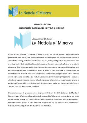 Curriculum Vitae Associazione Culturale La Nottola Di Minerva
