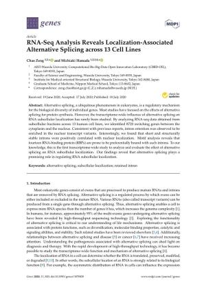 RNA-Seq Analysis Reveals Localization-Associated Alternative Splicing Across 13 Cell Lines