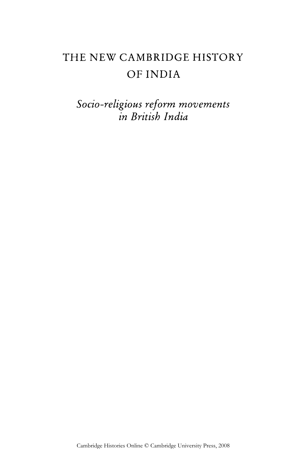 Socio-Religious Reform Movements in British India