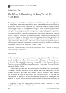 The Life of Soldiers During the Long Turkish War (1593–1606)