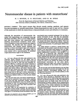 Neuromuscular Disease in Patients with Steatorrhoea'